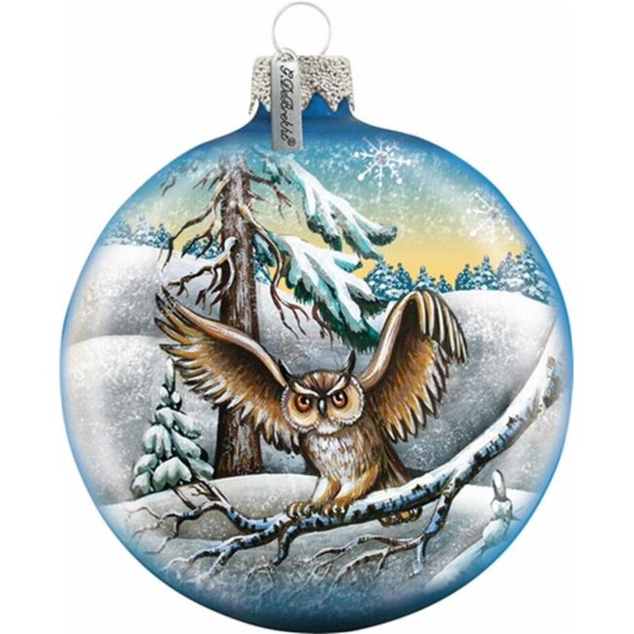 G.Debrekht 73413 Holiday Splendor Glass Owl Ball 3.5 in. - Glass Ornament